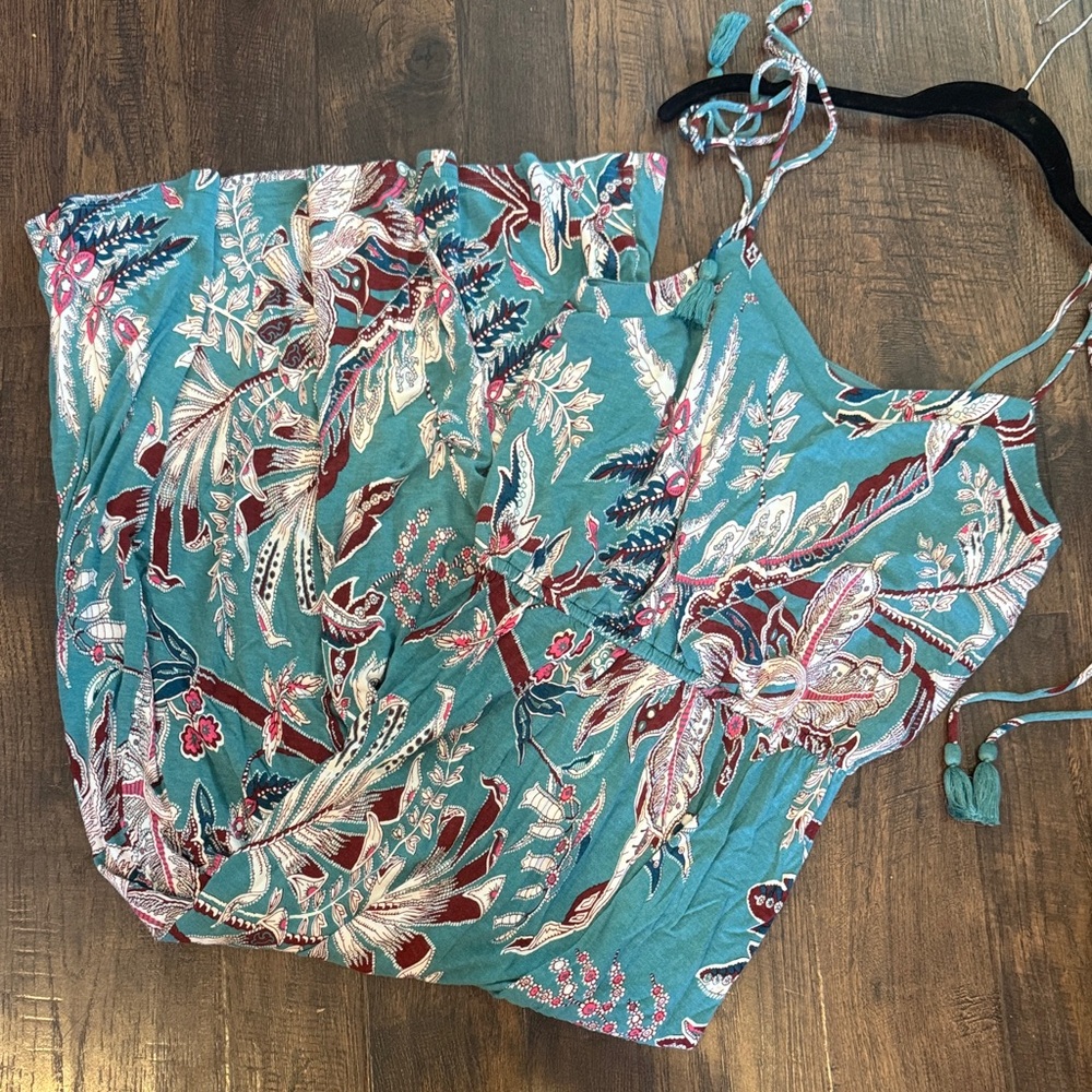 Loft Floral Teal Maxi Dress small